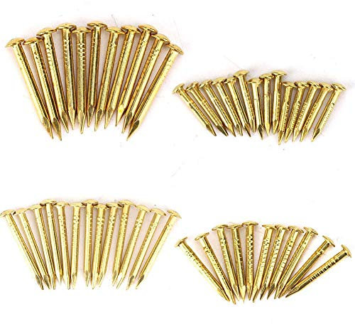 HEEPDD 100Pcs Chiodi in Ottone, Testa Rotonda Accessori Fissaggio Legno per Scatole Decorative Fai da Te Accessori Fissaggio Legno per Scatole Decorative Fai da Te