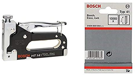 Bosch 0603038001 HT 14 - Grapadora manual, una unidad + Pasador tipo 41-14 mm (pack de 1000)
