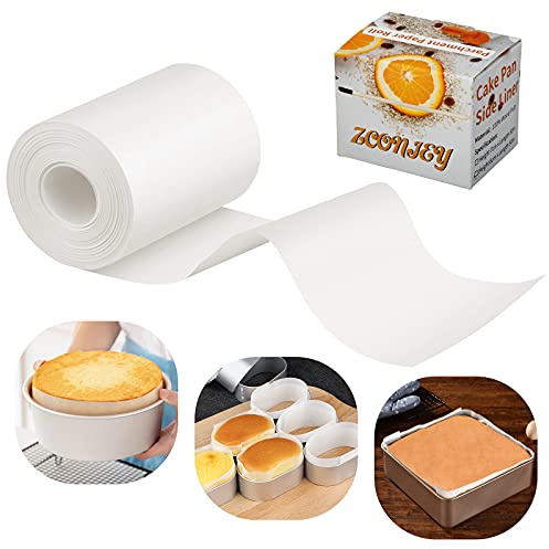 Baking Parchment Paper Side Liners - Baking Strips Roll for Round Cake Pans, Cheesecake Springform Pan, Non Stick Pan Lining Paper 3.15in x 164ft, Pre-cut Heat Resistant Kitchen Paper