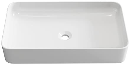 Vasque à poser en céramique blanche, rectangulaire petite, dimensions :