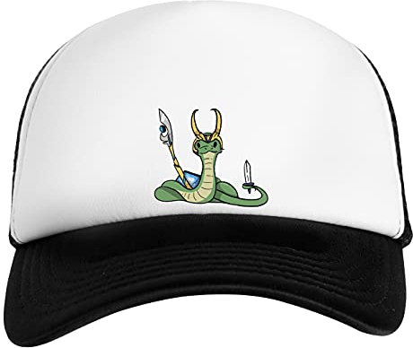 Loki Schlange Mit Krone Weiß Schwarz Unisex Kinder Baseball Cap Kids White Black