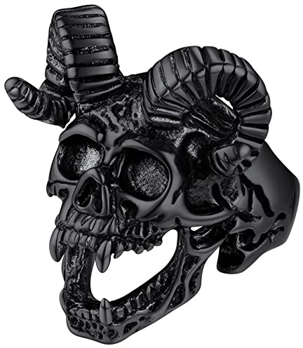 FaithHeart Gårskalle sigillring för män, punk satansk getskalle ring i storlek 54 till 72, sigillring med presentförpackning för alla hjärtans dag jul, 54 (17.2), Rostfritt stål
