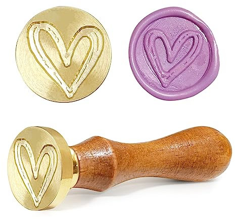 Siegelstempel, Abnehmbarer Messingkopf Siegelstempel mit Stück Holzgriff, für Hochzeit Einladungen Umschläge Karten Geschenke Wein Verpackung Wachssiegel DIY Holz Stempel