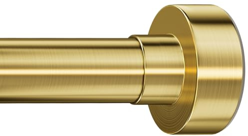 YNL Shower Curtain Rod 34-96 Inches, Non-Slip, Never Rust, No Drill Tension Curtain Rod for Bathroom Window Room Divider, Long Tension Rod Stainless Steel, Brushed Gold
