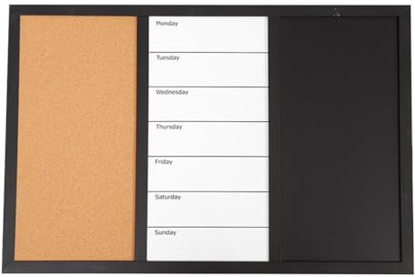 ToeWoe 3 en 1 Pizarra de Borrado en Seco Pizarra Pizarra de Corcho Combo Pizarra Blanca Magnética Combinación Tablero de Anuncios 16 * 24inch para Casa Oficina Aula