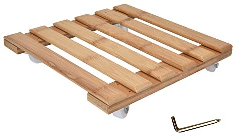 Jwthee Carro De Madera De La Planta del Tenedor De La Planta del Soporte del Pote De Flor con Los Plantadores De Las Ruedas para Las Plantas Al Aire Libre Los 25x25cm