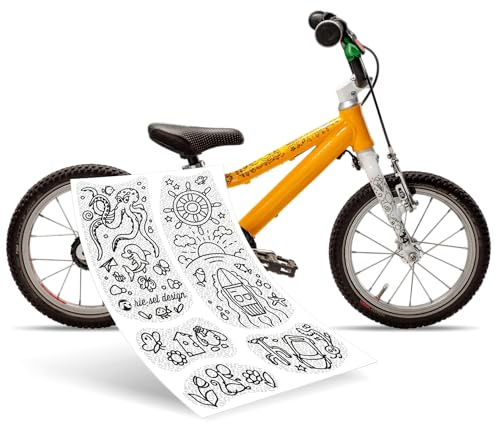 Riesel Design® - „Kids:Tape Fahrrad Rahmenschutz - stylische Schutzfolie für Kinderfahrräder 14-18 Selbstklebende Shapes/Rahmenschutzfolie für den gesamten Rahmen & Gabel (Kiddo Doodle Black)