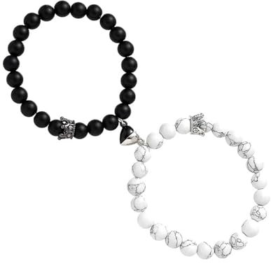 Zernblend King & Queen Crown Magnetic Matching Bracelets, Partnerarmbänder für Paare, Freundschaftsarmbänder, Partnerarmbänder, Mitgebsel, Friendship Bracelet