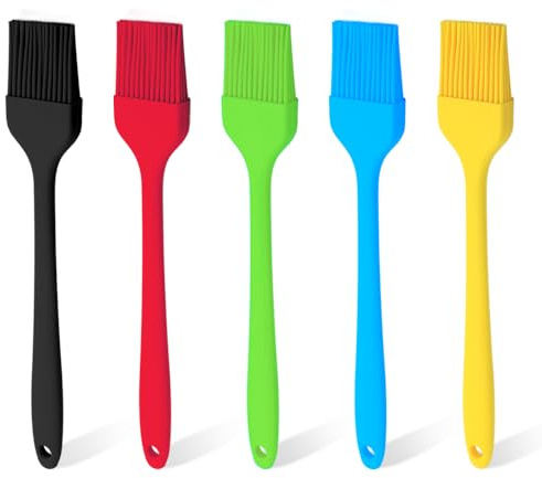 GYSRXS 5 Piezas Pincel Cocina Resistente al Calor Brocha Cocina Aceite Pincel de Reposteria Adecuado para Barbacoas,Baking Cooking Esparcir Aceite,20.5×3.5CM(5 Colores)