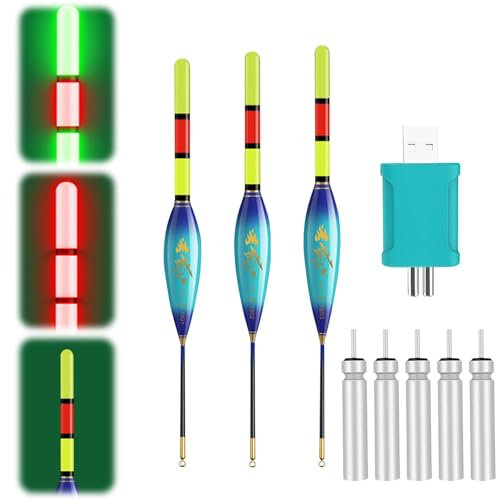 Led Posen Angeln Mit Bissanzeiger, 3 Stück Posen Angeln Mit Farbveränderte Licht, Leuchtposen Led Mit Batterie, Knicklichter Angeln Zubehör Zum Tauchgebiet Angeln Am See, Fluss Oder Teich (4g/5g/6g B)