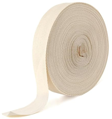 Cotton Twill Tape, 50M Beige 20mm Width Herringbone Bias Binding Bunting Tape for Sewing Dressmaking Crafting