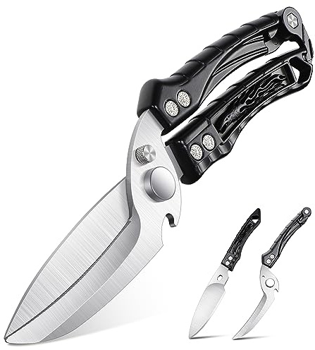 Dream Reach Kitchen Poultry Shears - Heavy Duty Detachable Cooking Scissors for Cutting Chicken, Meat Kitchen Black Food Scissors with Serrated Edge Thanksgiving