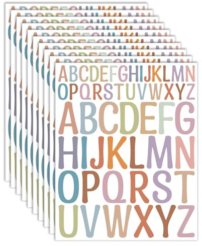 Ji liangli Adesivi di Lettere,10 Fogli 520 PCS Adesivi Lettere Alfabeto Grandi in Vinile Impermeabile Multicolori Autoadesive per Artigianato Cassette Postali Finestre Poster Etichette Scrapbooking