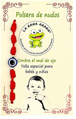 LA RANA ARANA - Rött baby turkiskt öga knutarmband - onda ögat armband - lycka till amulett - röd tråd skydd negativ energi - speciell storlek för barn