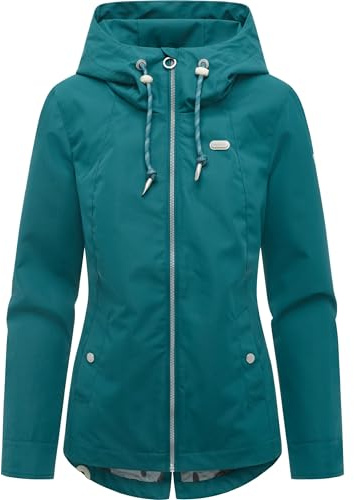 Ragwear dam vattentät lätt övergångsjacka kort jacka med huva Monadde XS-3XL, Havgrön, XXL