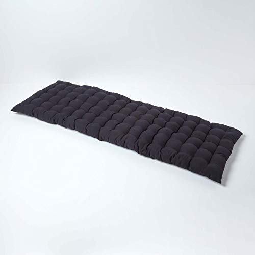 Homescapes Bankauflage 3-Sitzer schwarz – Sitzkissen Bank Outdoor/Indoor, Oeko-TEX-Zertifiziert, Sitzauflage waschbar für Gartenbank & Sitzbank, 143 x 48 cm