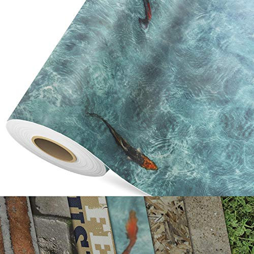 CV Koi - Rivestimento per pavimento in PVC extra resistente all'abrasione (espanso), stampa foto carpa Koi, superficie strutturata, al metro (200 x 250 cm)