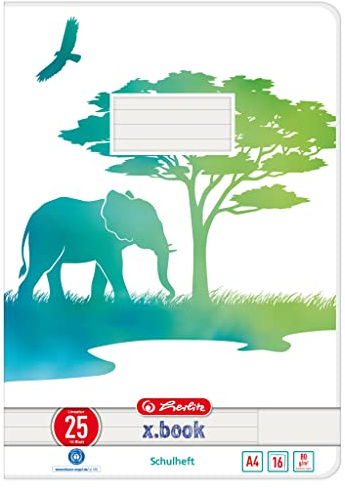 Skolhäfte A4 Greenline 16 ark linjerat 25 motiv elefant