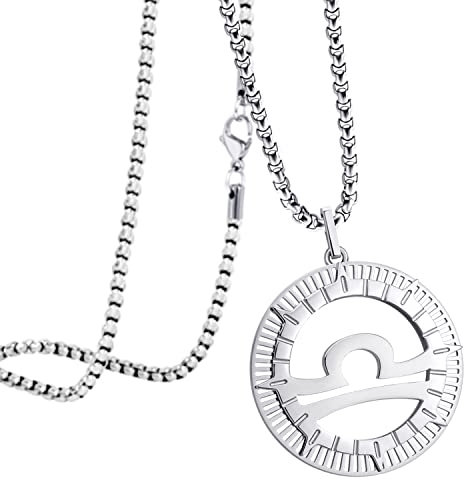 555Jewelry Collier avec pendentif signe du zodiaque en acier inoxydable pour homme et femme, 18 Inch% cm, Acier inoxydable, Pas de gemme
