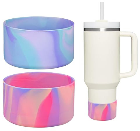 HEYSKAY 2pcs Protective Flask Silicone Boot Base for Stanley Quencher Adventure 40oz & Stanley IceFlow 20oz 30oz Tumbler, and Compatible with 12-24oz Hydro Sport Water Bottles,Yeti and More