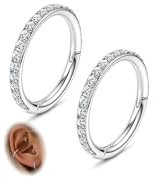 Morfetto 16G Nasenringe Helix Piercings Gold Knorpel Ohrring Nasenring Hoop Chirurgenstahl Septum Clicker Ring Segmentring Silber Helix Ohrläppchen Daith Rook Conch Tragus Piercing 8MM Silber