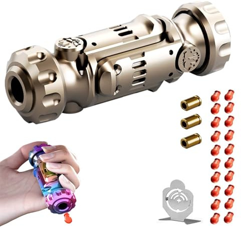 GLHYUOP Juguete Anti EstréS Edc, Rotar, Descomprimir Soft Bullet Guns Toy MúLtiples Formas De Jugar +20 Bala Blanda Y Mini Disco De Acero, Arranque Juguete AntiestréS (C)