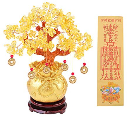 ABOOFAN Geldbaum-Dekoration Kristall-Bonsai-Stil Reichtumsbaum-Ornament Für Zuhause Büro Geschäft Feng Shui Glück