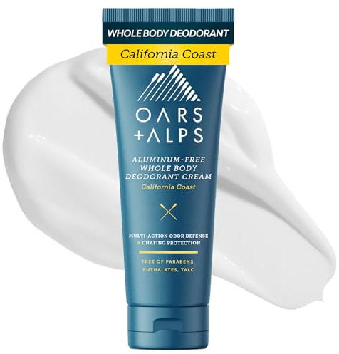 Oars + Alps Whole Body Deodorant for Men & Women, Aluminum Free & Deodorant with Ylang Ylang, Citrus, Patchouli, Multi-Action Odor Defense, Long Lasting, Anti-Chafe, California Coast, 2.5oz