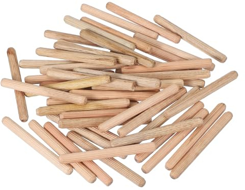 PATIKIL Träpluggar stift 8 mm x 80 mm (5/16 tum) rak trästång för träräfflade pluggar för hantverksmöbler gör-det-själv träträträräknade 50