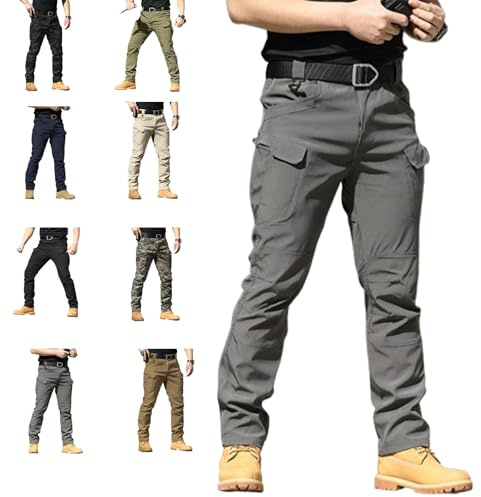 Genérico Pantalones TáCticos Flexcamo, Pantalones TáCticos Flexcamo con MúLtiples Bolsillos, Cargo Flex Camo para Hombres (Gris,M)