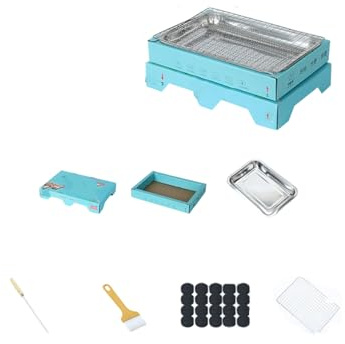 Portable Stainless Steel Charcoal Grill Camping Picnic Backyard Cooking Portable Grill for Beach Camping