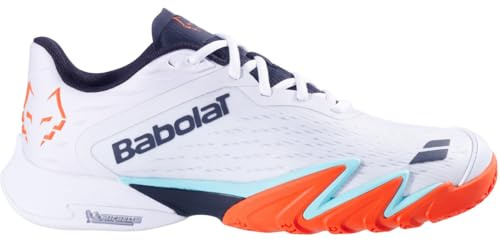 Babolat Men’s Premura 3 Lebron Padel Shoes, White/Orange (Men's US Size 9.5)