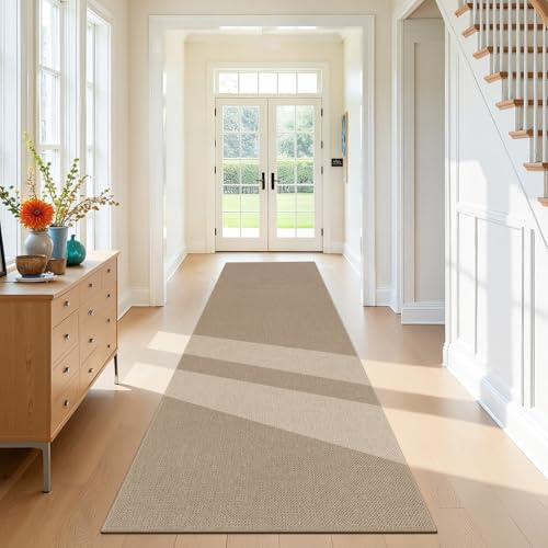 SHACOS Alfombra de pasillo 80 x 300 cm, antideslizante, larga, lavable, moderna alfombra de pasillo para entrada, cocina, salón, marrón