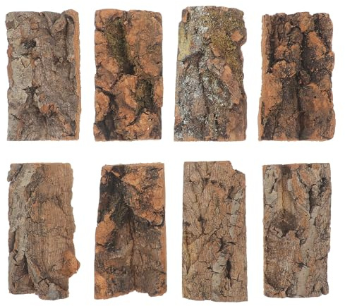 COMPUKAS 8 St Korkbark för Reptiler Andningsbar Gömställe och Stressreducerande Habitat för Ödlor Grodor och Ormar Flexibel Terrariumdekoration och Bakgrund