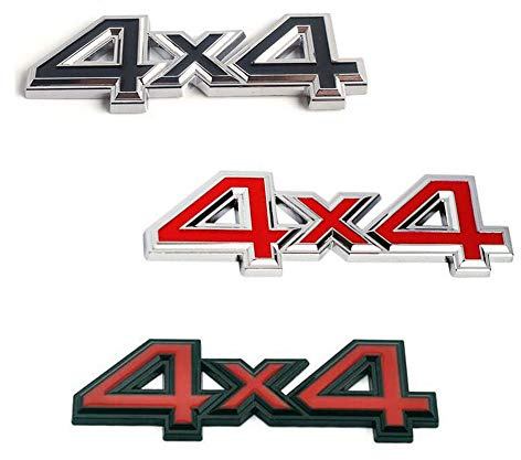 WUHUSHID 1 Pcs 3D en Métal 4X4 Quatre Roues motrices Autocollant De Voiture Emblème Badge (Rouge #Noir)