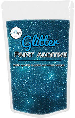 Mopa Crafts Aditivo de pintura con purpurina azul de 100 g para pintura de emulsión, para uso con paredes interiores y exteriores, techo, madera, metal, barniz, mate, brillo suave o pinturas de seda