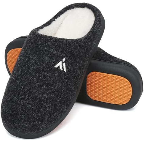 Mishansha Pantofole Uomo Invernali Ciabatte Donna Invernali da Casa Ciabatte Pelose Calde Memory Foam Babbucce Onice, Gr.40 EU