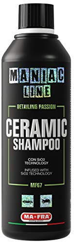 Ma-Fra Maniac Car Detailing Line, Ceramic Shampoo mit SiO2 Technology, 3-in-1 Auto-Shampoo Konzentrat, Lava, Versiegelt die Karosserie, schützt das Auto 90 Tage vor Chemikalien, Format 500 ml