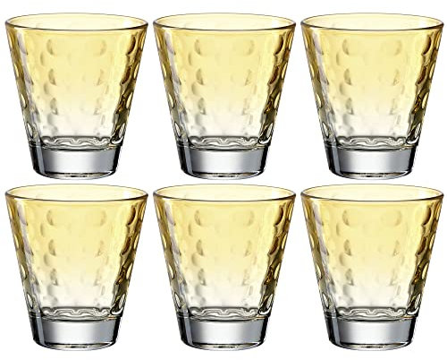 Leonardo Optic 025897 Lot de 6 verres à eau, lavables au lave-vaisselle, en verre coloré, jaune, 215 ml
