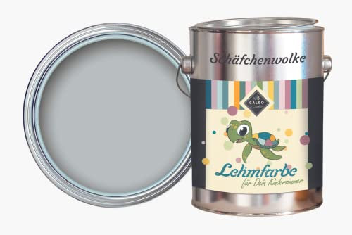 Caleo Color lerfärg fårfärgad vecka ljusgrå, 2,25 liter – ekologisk väggfärg för vardagsrum och mer. - hög täckning, droppfri, luktfri