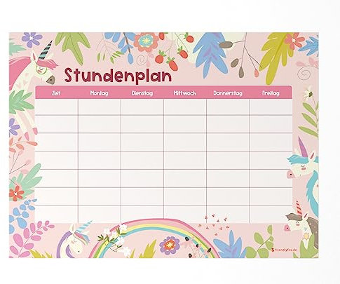Friendly Fox magnetischer Stundenplan Einhorn, Kinder Stundenplan abwischbar, Stundenplan 1. Klasse Junge Mädchen, Kinder Wochenplaner magnetisch