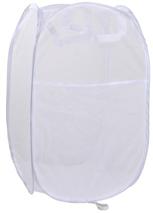 Panier à Linge Pliable avec Manipuler, Pop Up en Maille Corbeilles à Linge, Paniers de Rangement pour Vêtements Sales Pliage, Bac à Linge Sale avec Poignées pour maison chambre des enfants (Blanc)