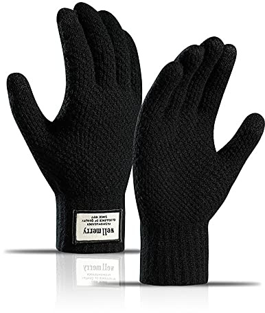 BSLVWG Guantes de Pantalla Táctil de Invierno Antideslizantes y Cálidos para Hombres - Engrosados a Prueba de Viento para Conducir, Mecanografiar y Deportes (Negro)