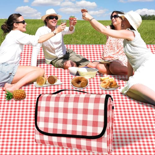 YAOMAISI Cómoda manta de picnic, manta de playa grande de 200 x 200 cm, manta de camping, con asa, fondo impermeable, lavable a máquina, manta de senderismo plegable al aire libre, suave y portátil (c