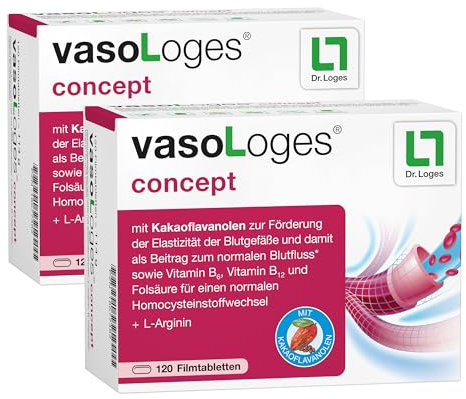 vasoLoges® concept – 240 compresse – con lavanoli di cacao per favorire l'elasticità dei vasi sanguigni e quindi contribuire al normale flusso sanguigno*