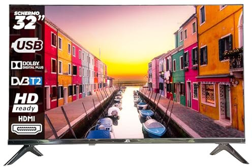 JCL 32HDDTV2023 TV Televisore 32 Pollici HD Ready 720p, Segnale ATV/DVB-T/T2/C/S/S2, 2 x HDMI, USB, Dolby Digital Plus