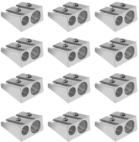 Sacapuntas manuales de supervivencia, 2 agujeros, de aleación de aluminio, magnesio, con perfil de cuña, agarre a mano (plata)