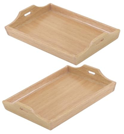 VICASKY Bandeja De Madera para Casa De Muñecas 1:12 2 Piezas Utensilios De Cocina Miniatura Diseño Seguro Adecuado para Decoración De Cocinas De Muñecas