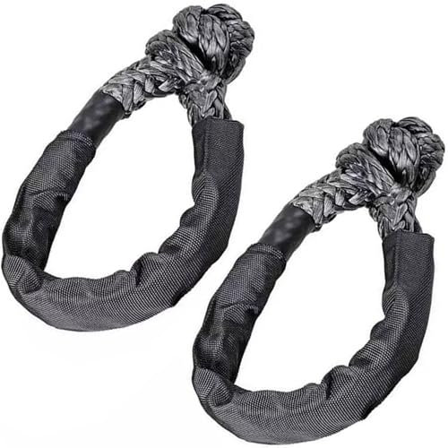 2 grilletes blandos, grillete fuerte, 17T resistencia a la rotura, cuerda de recuperación para remolque, gris, 12 mm x 55 cm