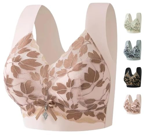 Zendiosa Bra, Senobra - Brasier versatile e confortevole con sollevamento e piegatura, senza aste, con pizzo, taglia grande, senza filo, push up underwe, Rosa, L